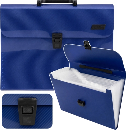 Harmonicamap voor documenten A4 met handvat, 13 vakken, blauw - 1 stuk