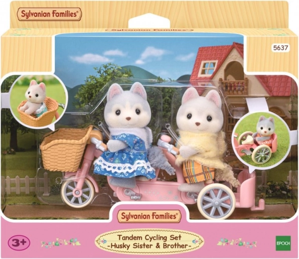 Sylvanian Families Husky-pups op fiets – tandemsset