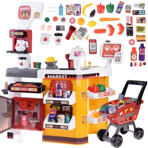 Grote speelgoed supermarkt voor kinderen met karretje en accessoires