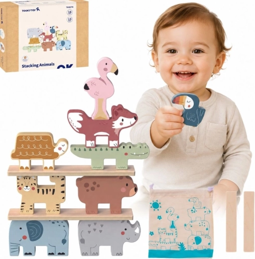 Houten balansspel met dieren TOOKY TOY, 13 onderdelen