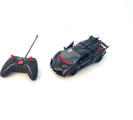 Sportieve RC auto rood-zwart op schaal 1:18
