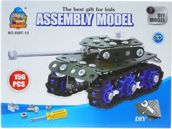 Metalen constructieset: tank met schroevendraaier – 156 onderdelen