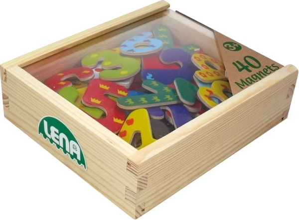 LENA houten magnetische cijfers in houten kistje - 1 stuk