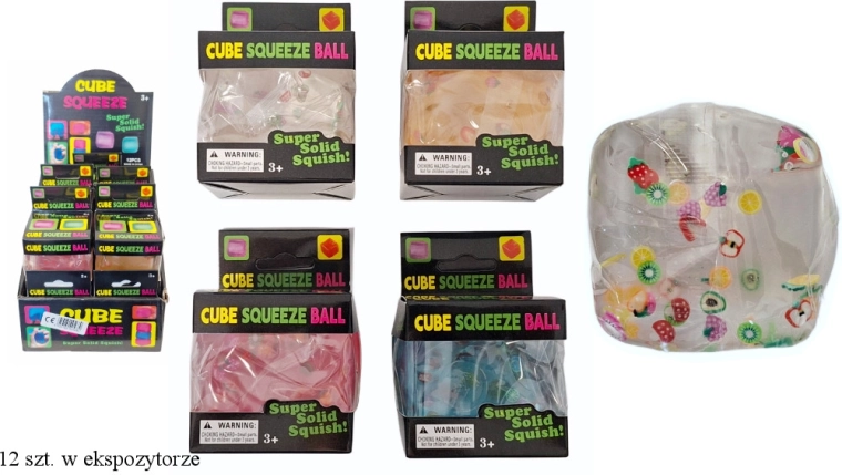 Kneedbare sensorische antistreskubus met fruitdecoraties