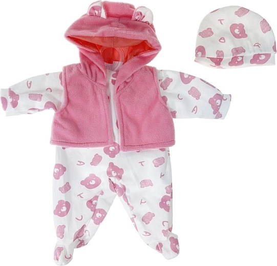 Kleding voor een pop van 45 cm met roze vest