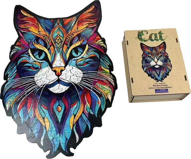 Houten puzzel kat
