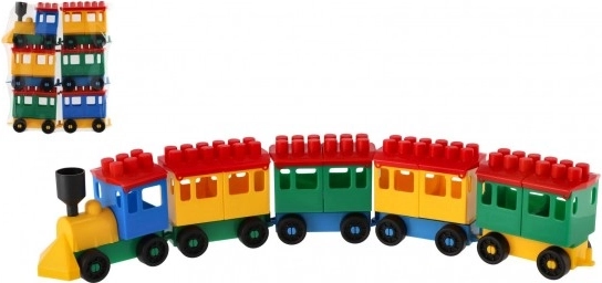 Bouwset trein Lori voor kinderen met vijf wagonnetjes