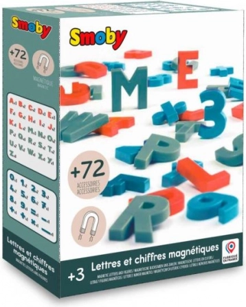 Magnetische letters en cijfers in drie kleuren