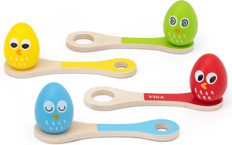 VIGA eier-op-lepelrace – houten balansspel voor kinderen