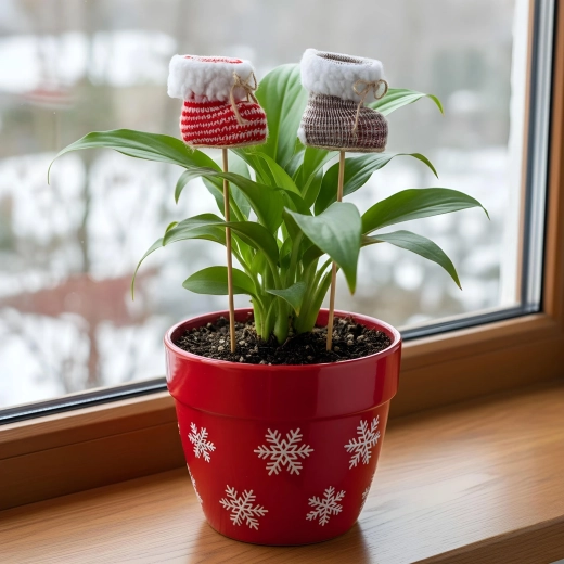 Steekdecoratie in de vorm van een winterlaars - 1 stuk