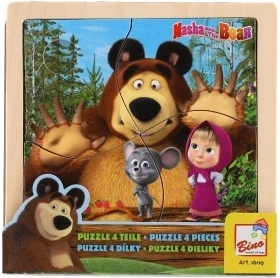 Houten puzzel met muisje Masha en de Beer 15cm