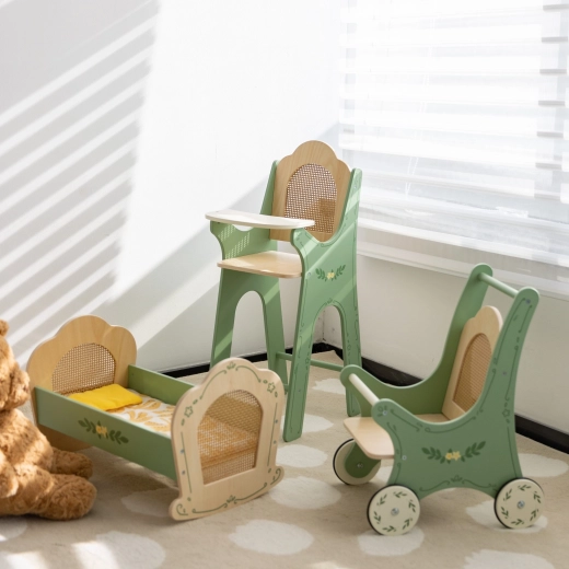 Houten retro-poppenwagen Classic World