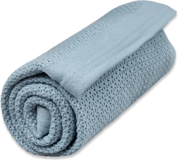 Vinter & Bloom deken Soft Grid Organic dim blue