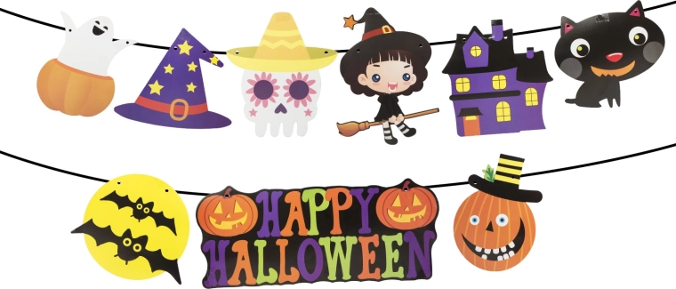 Halloween papieren slinger met motieven - 1 stuk