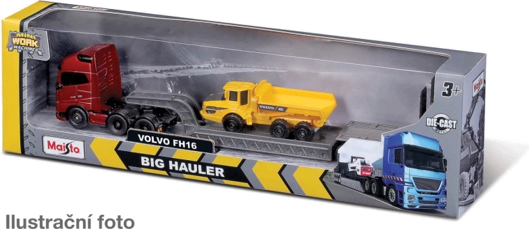 Maisto set met grote vrachtwagen en mini werkmachine
