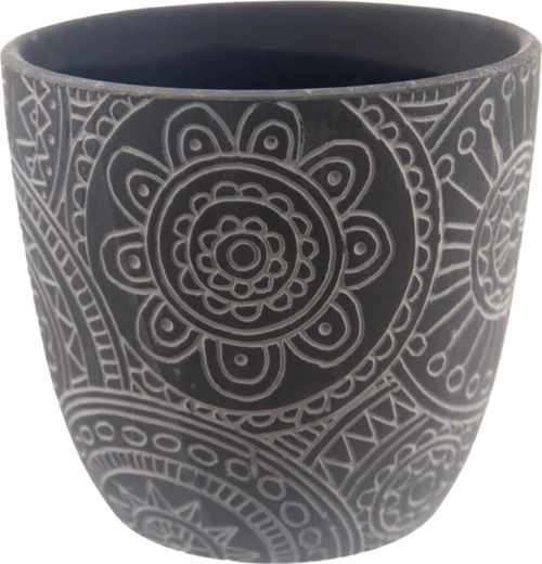 Keramische bloempot mandala zwart 13 × 13 × 12 cm