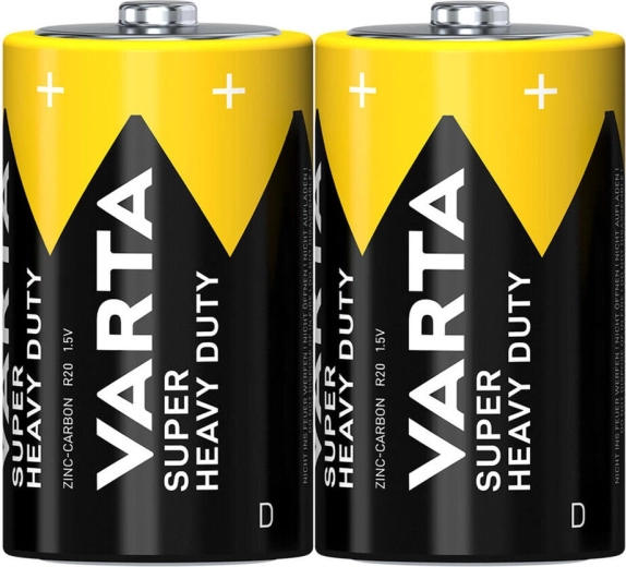 VARTA SuperLife D R20 zink-koolstofbatterijen 1,5 V (2 stuks)