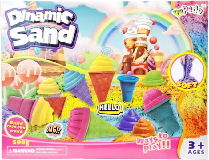 Kinetisch zand met ijsvormpjes