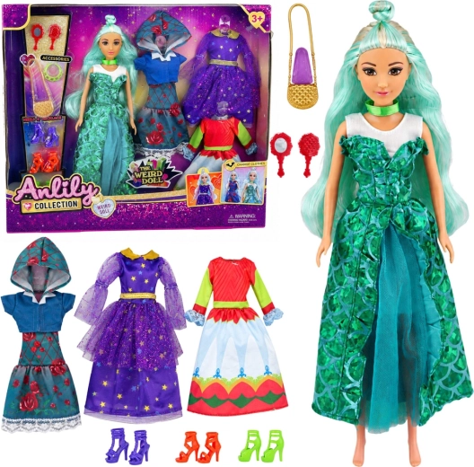 Anlily fantasy pop met omkleedset, jurken en accessoires 30 cm