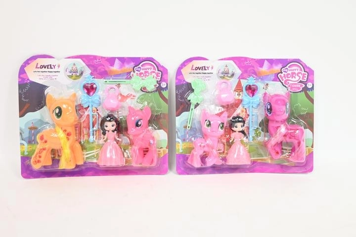 Mini paardjes met pop en accessoires