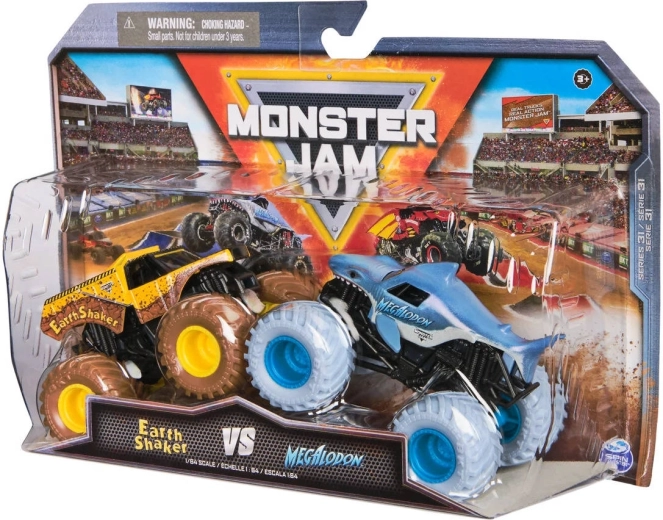 Twee Monster Jam-modellen in de verpakking