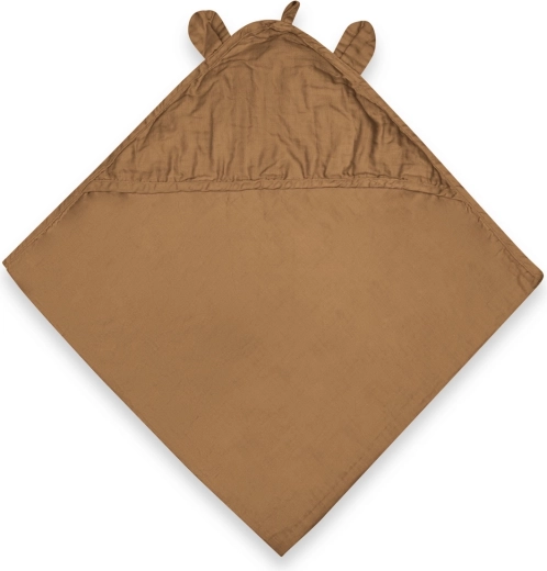 Nuuroo Danila mousseline babyhanddoek met capuchon iced coffee