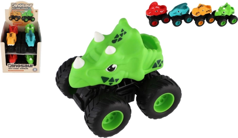 Terrein autootje off-road dinosaurus met terugtrek/frictieaandrijving