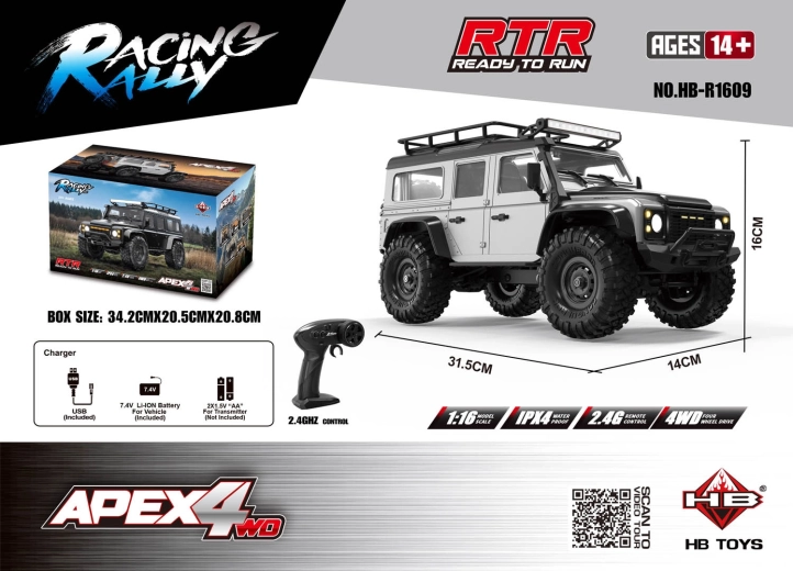 Terreinwagen op afstand bestuurbaar APEX 4 RTR 1:16, zilverkleurig