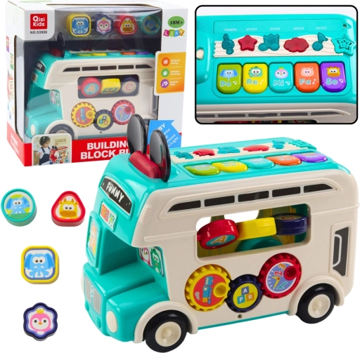 Interactieve educatieve bus met vormen, geluiden en lichten