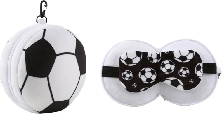 I-Total reiskussentje in de vorm van een voetbal met slaapmasker