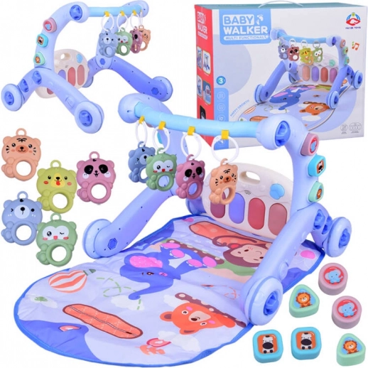 Educatieve speelmat 3-in-1 met duwwalker en muzikaal pianootje voor baby’s