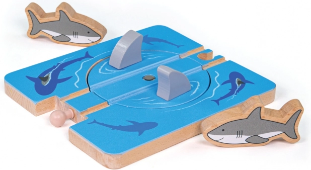 Bigjigs Rail draaikolk met haaien – houten uitbreiding voor treinbaan