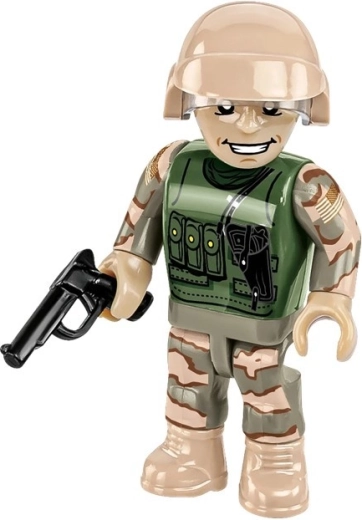 Minifiguur van tankist en verzamelnaambordje