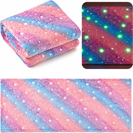 Pastelkleurig kindertapijt dat oplicht in het donker met sterretjes 160 × 80 cm