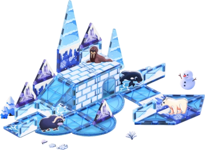 Transparante blauwe panelen als ijs