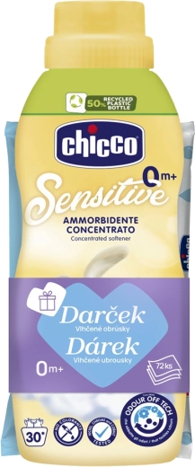 Chicco wasverzachter Baby Sensitive Zachte aanraking 750 ml + vochtige doekjes 72 st gratis