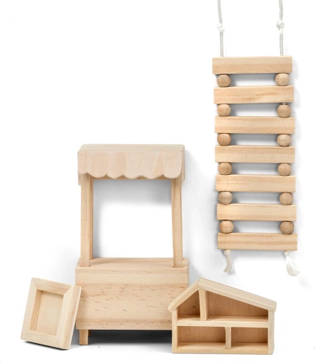 DIY-accessoires van natuurlijk hout, klaar om te personaliseren