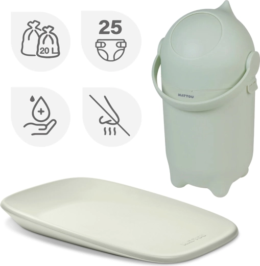 Nattou set: luieremmer Dropy en aankleedkussen Softy Green 50 × 70 cm
