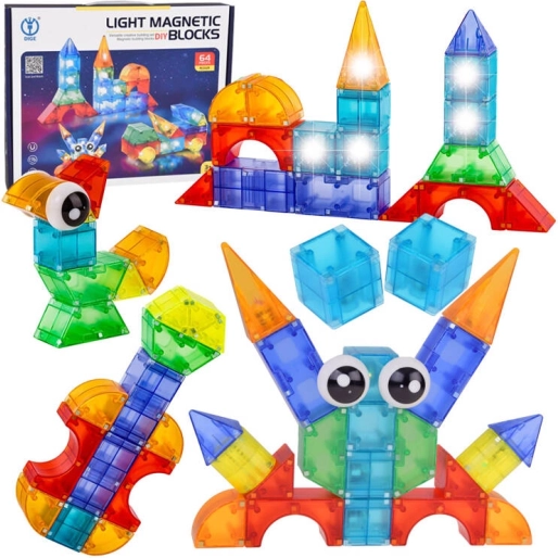 lichtgevende magnetische bouwset 64 stuks