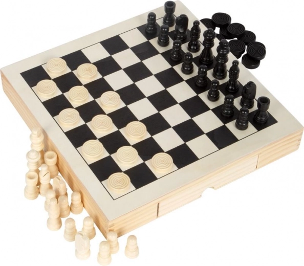 Houten compacte 3-in-1 schaakset small foot