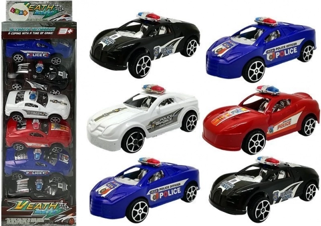 Set van 6 politieauto’s met vliegwiel