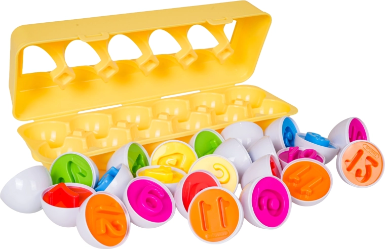 12 eieren met cijfers 1–12