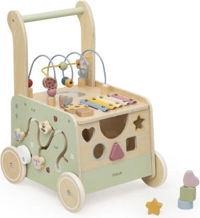 Houten kinderloopwagen met activiteiten – tuin