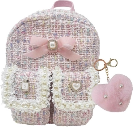 Hot Focus pastelroze kinderrugzakje met pomponhanger