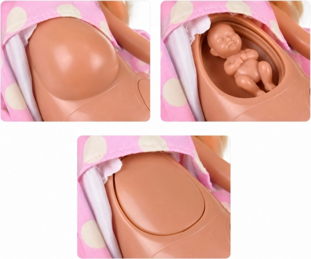 Draaibaar buikje van de moeder met de baby erin