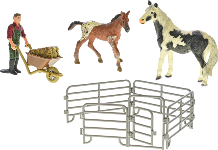 Paard en veulen voor spel in de stal