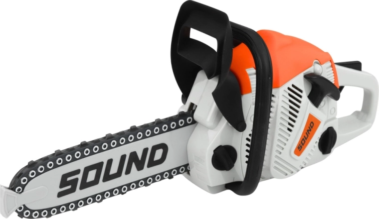 Kettingzaag met geluiden en draaiende ketting