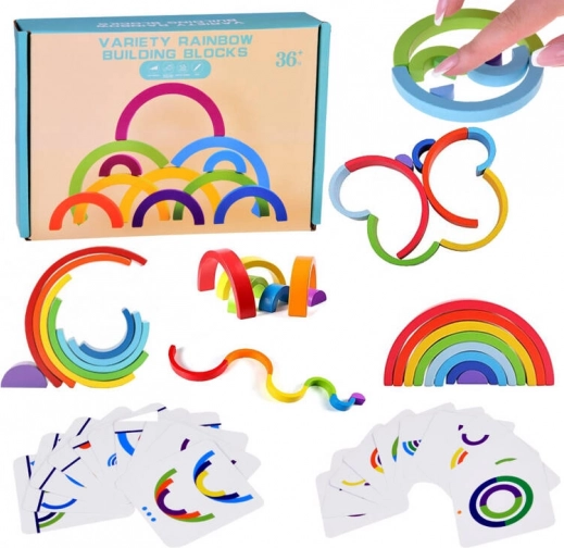 Houten puzzel Regenboog met opdrachten - Montessori speelgoed