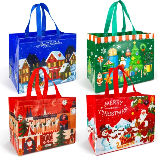 Kerstcadeautas van non-woven textiel 31 × 25 × 17 cm - 1 stuk