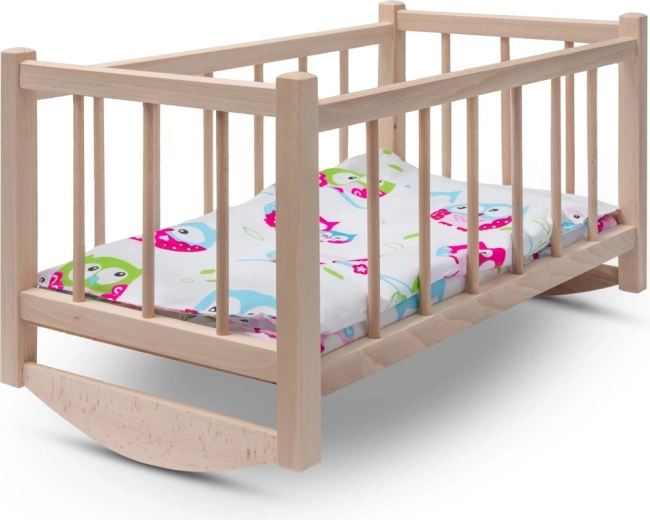 Houten wieg voor poppen met beddengoed BABY MIX Uil